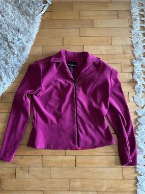 Positive Attitude Fuchsia Zip-Front Blazer